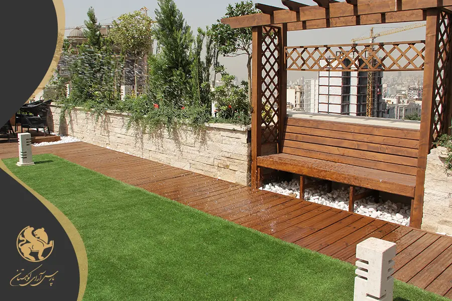 چمن مصنوعی و ترمووود برای روف گاردن